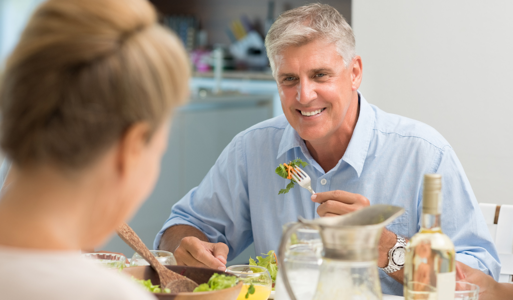 elderly people eating